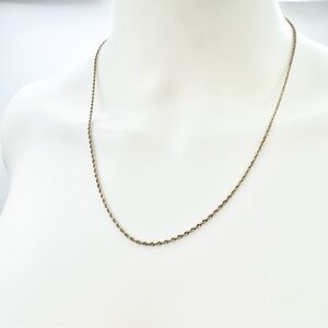 Vintage Yellow Gold Plated Mirror Rope Chain 14” Korea Dainty Twist Chain